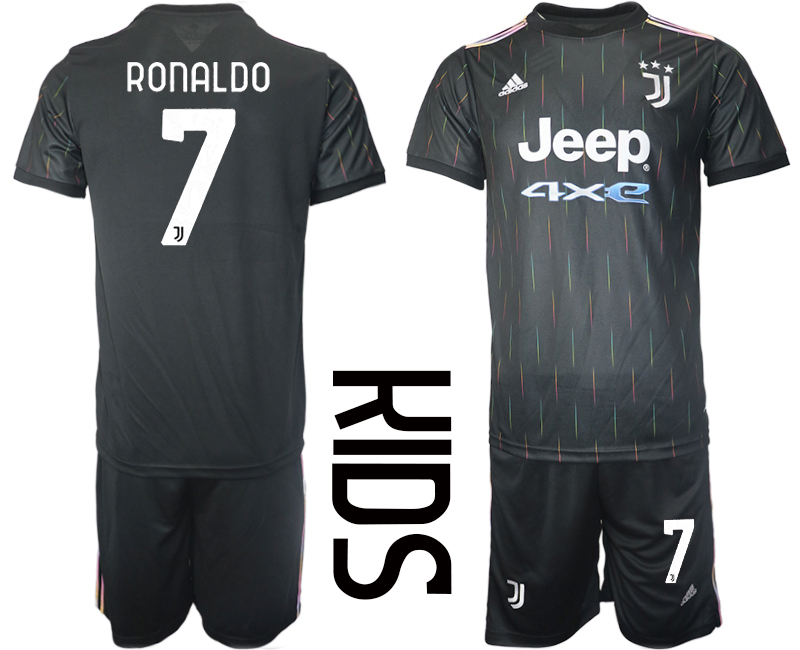 Youth 2021-2022 Club Juventus away black #7 Soccer Jersey->youth soccer jersey->Youth Jersey